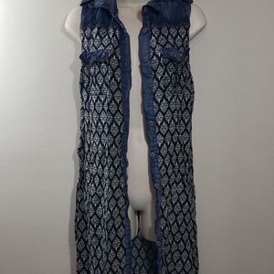 Duster with denim trim and split sides